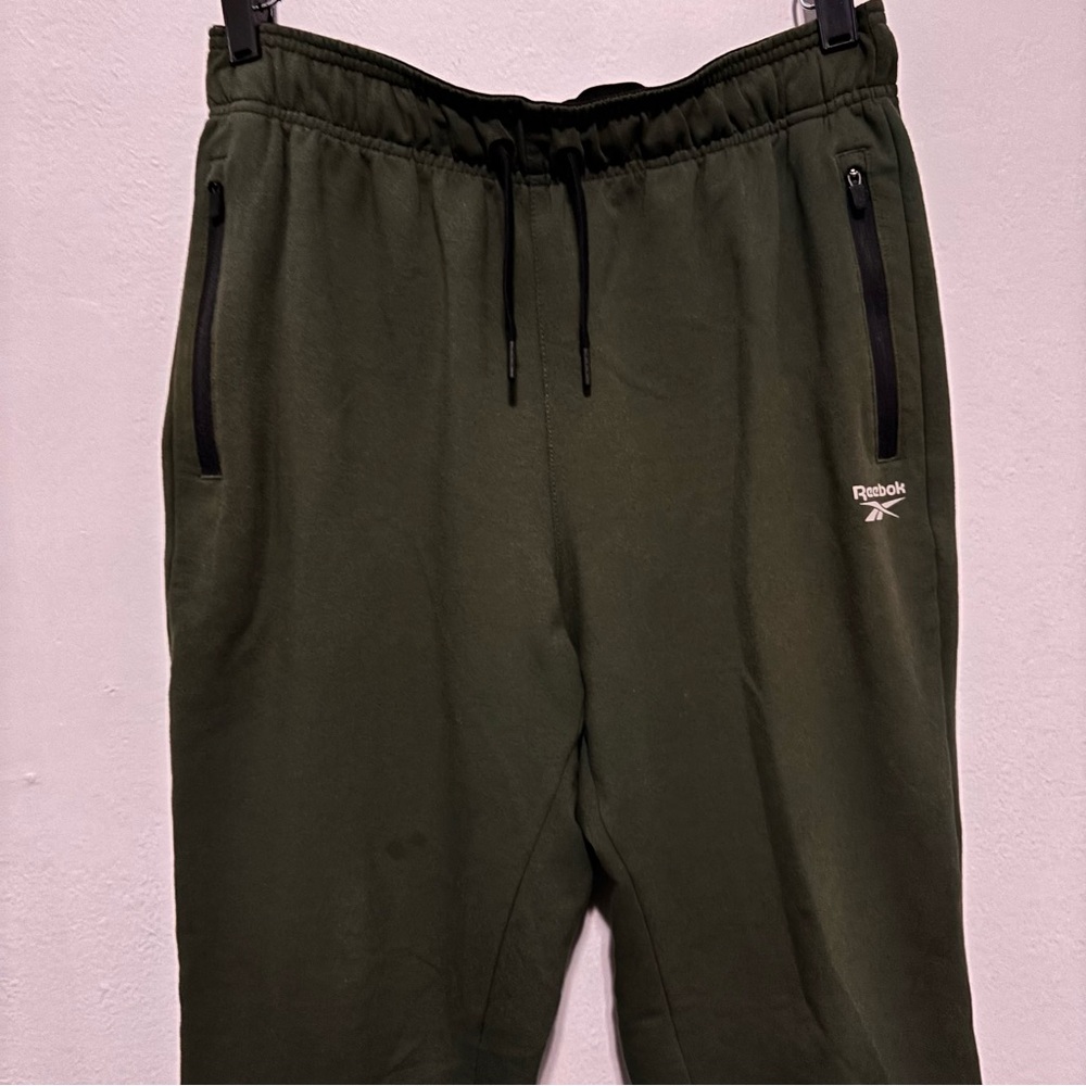 🆒 Reebok Men's Olive Green Drawstring Joggers with Black Accents - Picture 8 of 9